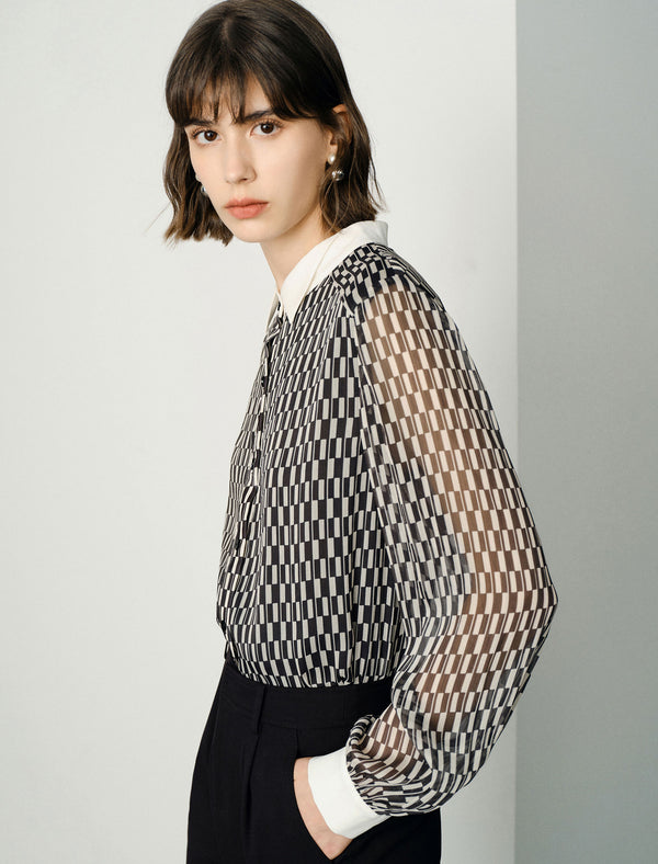 Checkered Button Up Blouse