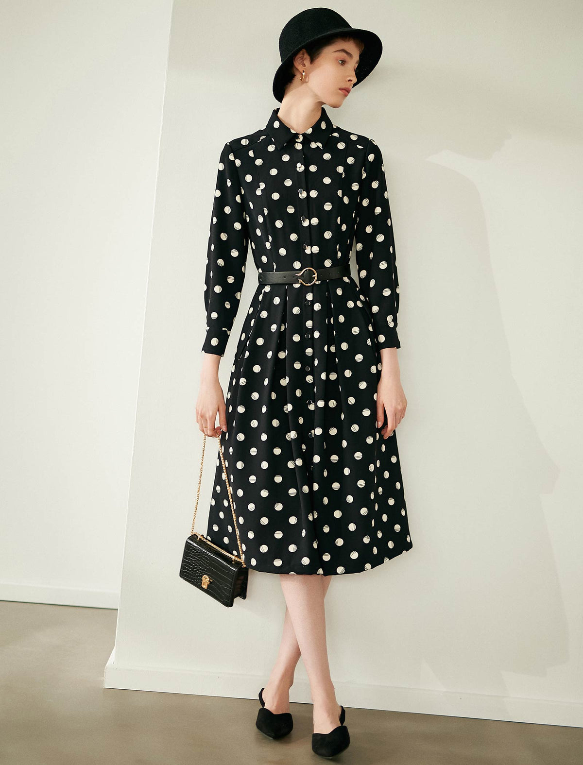 Polka-Dot Shirt Dress