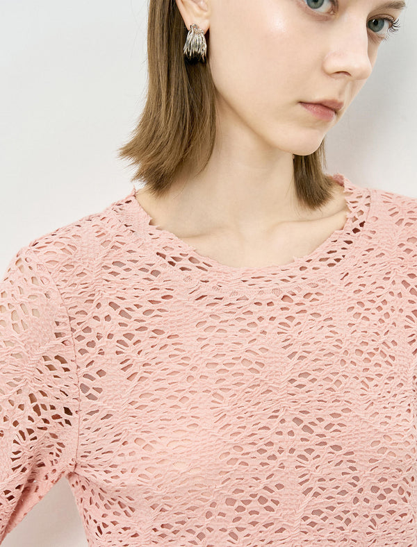 Pink Lace Long Sleeve Top