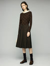 Wool Blend Polka Dot Contrast-Collar Fitted Top
