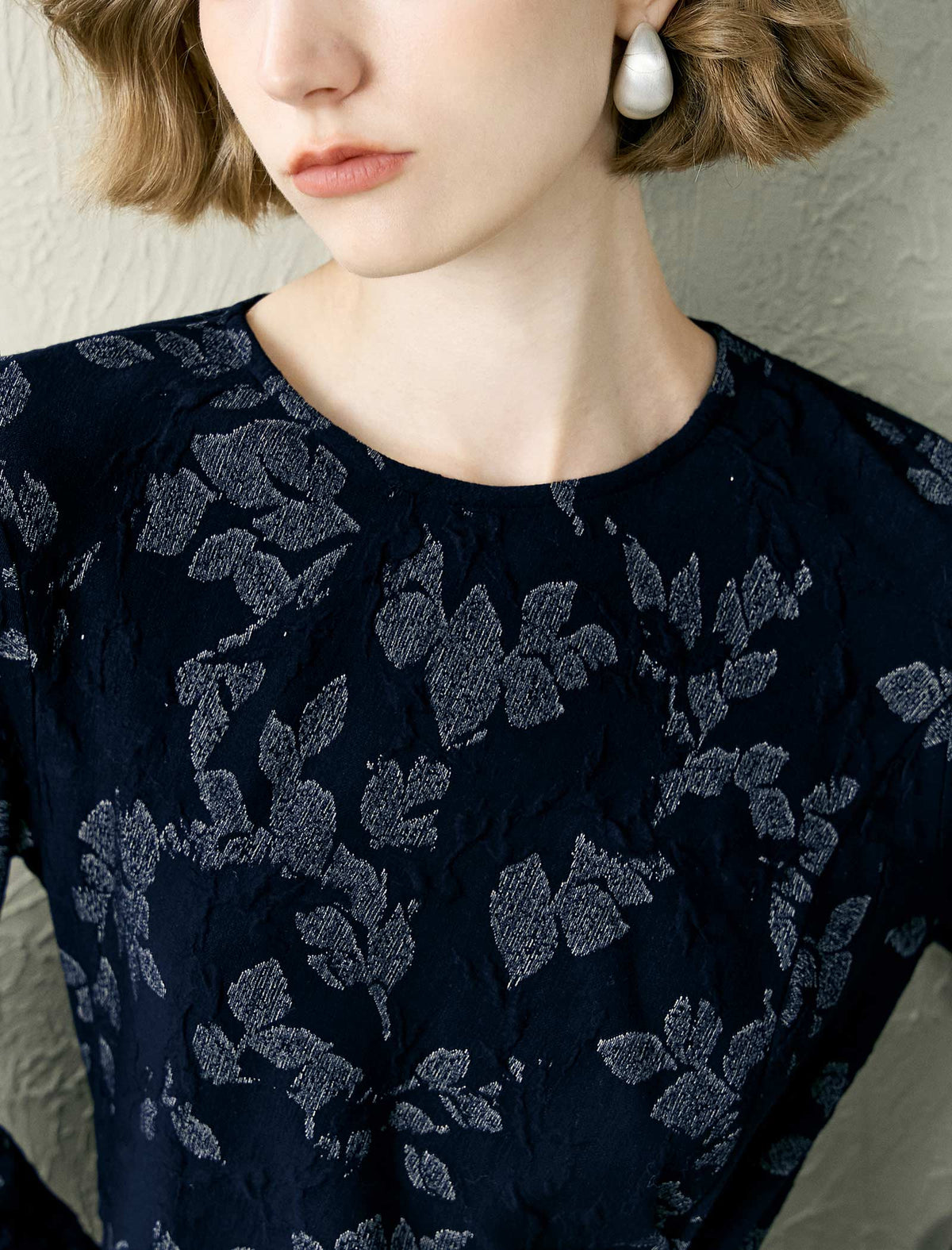 Navy Floral Waist Twist Midi Dress