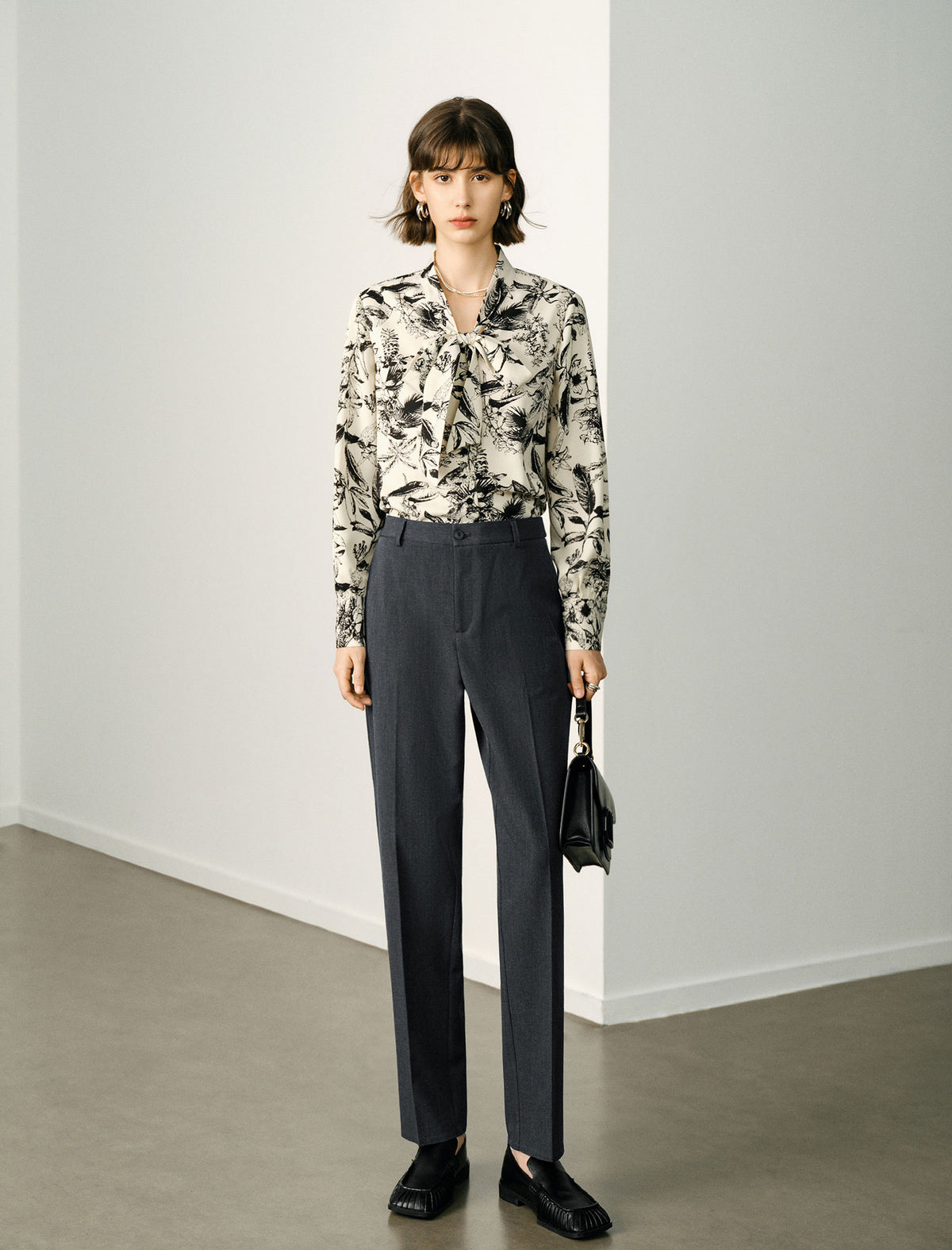 High-Waisted Tapered Dress Pants