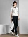 Side-Stripe Drawstring Straight Leg Pants