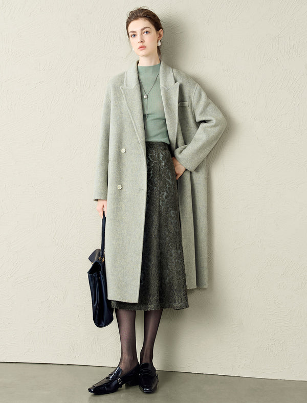 Olive Green Lace Midi Skirt