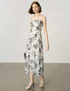 Watercolor Floral Print Slip Midi Dress