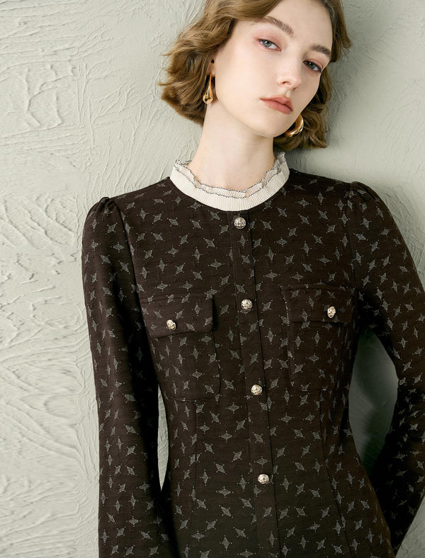 Floral Printed Lace Trim Pleated Mini Dress