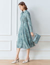 Teal Patterned Shirt Dress