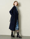Navy Wool-Cashmere Blend Self-Tie Coat