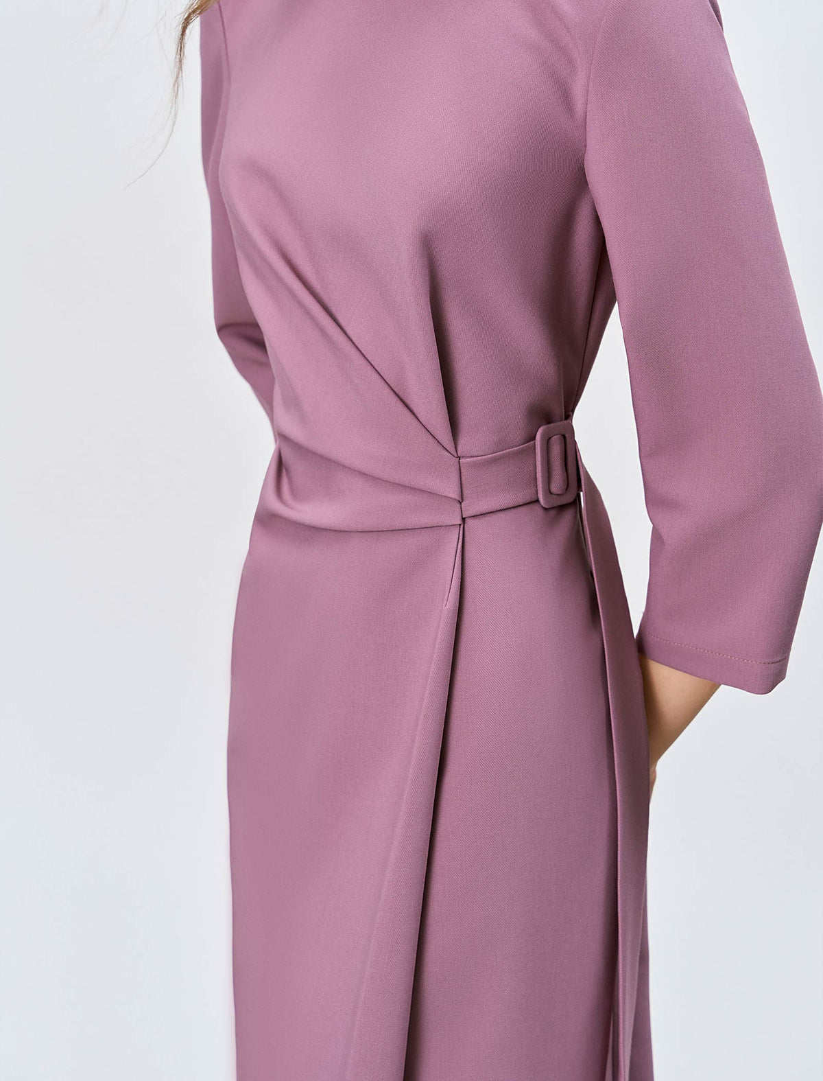 Dusty Rose Wrap Front Midi Dress