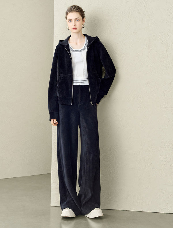 Navy Blue Wide-Leg Pants