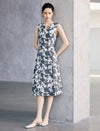 Floral Print Sleeveless Notched-Neck Midi Dress