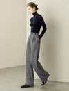 Herringbone Wool-Blend Wide-Leg Pants