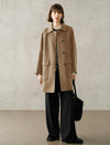 100% Wool Gray Double-Faced Lapel Mid-Length Coat