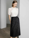 Black Textured Jacquard Skirt