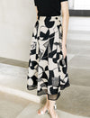Reversible Geometric Print Mesh Detail Midi Skirt