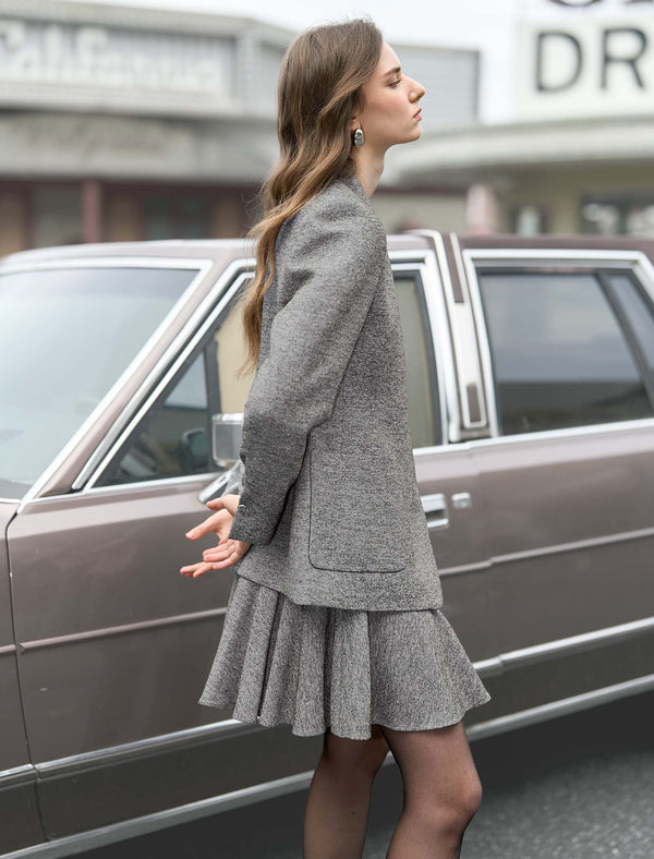 Heather Grey Collarless Blazer