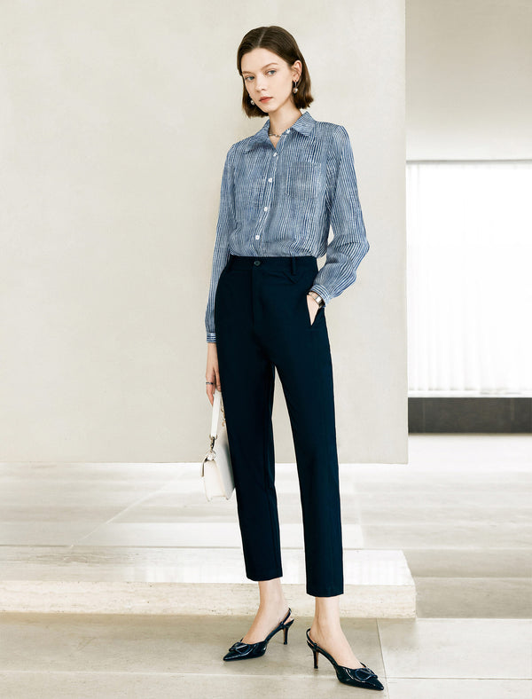 Striped Pocket Detail Long Sleeve Shirt