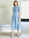 Light Blue Lace A-Line Midi Dress