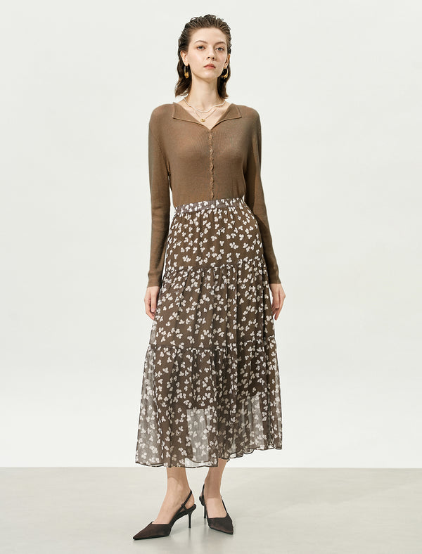 Wavy Placket Button Front Knit Cardigan