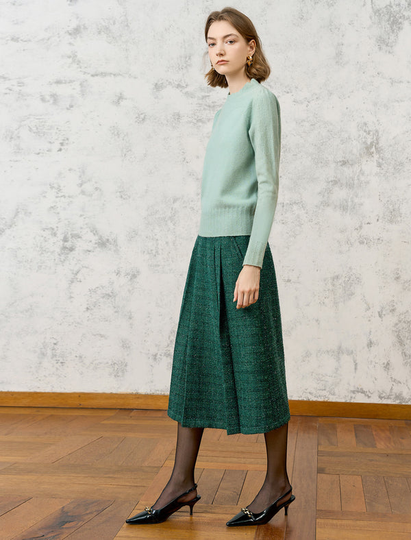 Gray Vintage High-Waist A-Line Midi Skirt