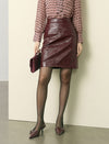 Burgundy Faux Leather Mini Skirt