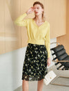 Vintage Chiffon Floral Pleated A-Line Skirt