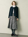 Wool-Blend Button Front Short Coat