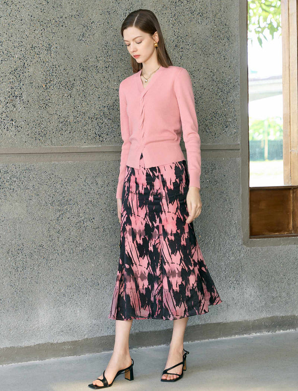 V-Neck Twisted Detail Knit Top