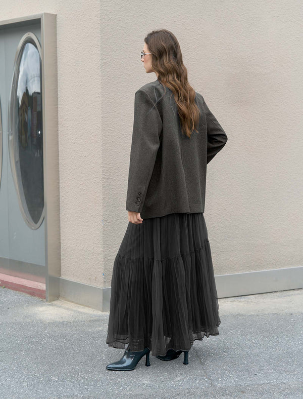 Contrast Stitching Charcoal Textured Blazer