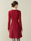 Burgundy Lace Long-Sleeve Dress