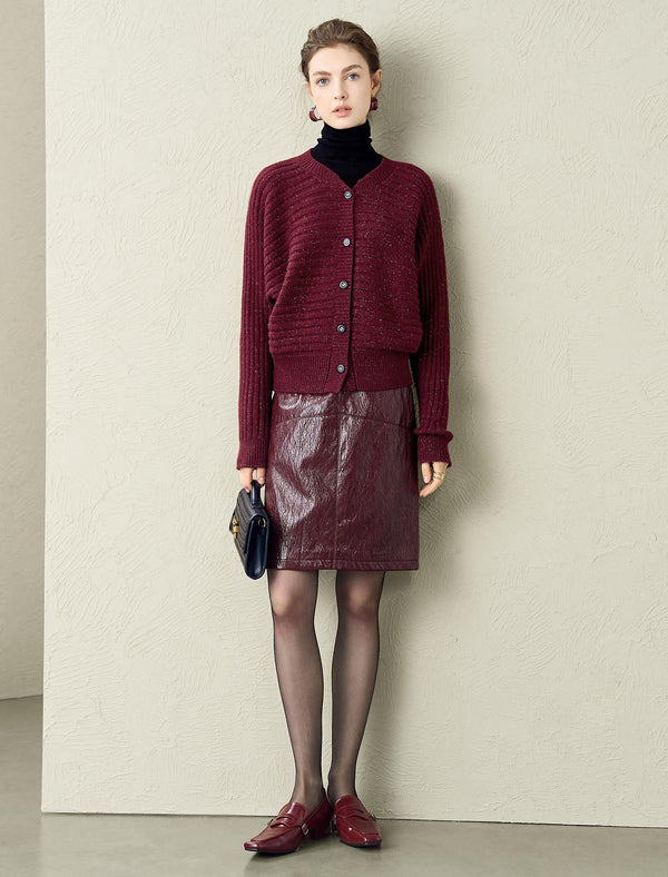 Burgundy Sparkle Knit Cardigan