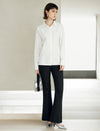 White Minimalist Loose Lapel Long-Sleeve Shirt