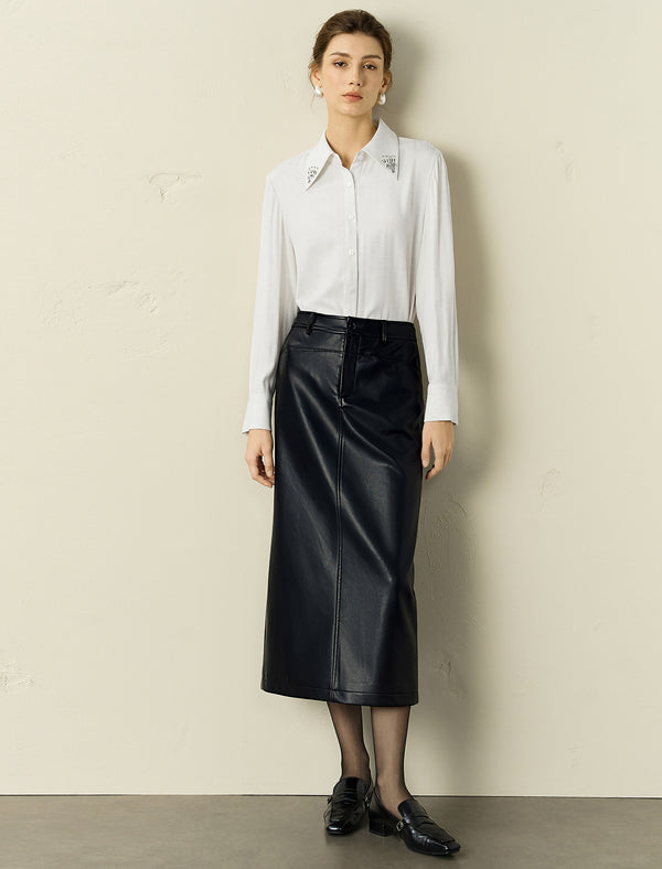 Embellished Collar Button-Down Shirt