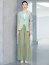 Sage Green Seam Detail High Waist Wide Leg Pants