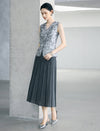 Ink-Wash Floral Jacquard V-Neck Sleeveless Vest
