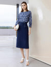 Vintage Printed Round Neck 3/4 Sleeve Blouse