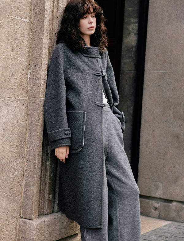 100% Wool Hooded Coat