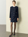 Navy Blue Tweed Jacket