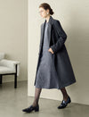 Wool Blend Double-Breasted Lapel Overcoat