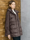 Wool Sleeve Hooded Quilted Down Coat