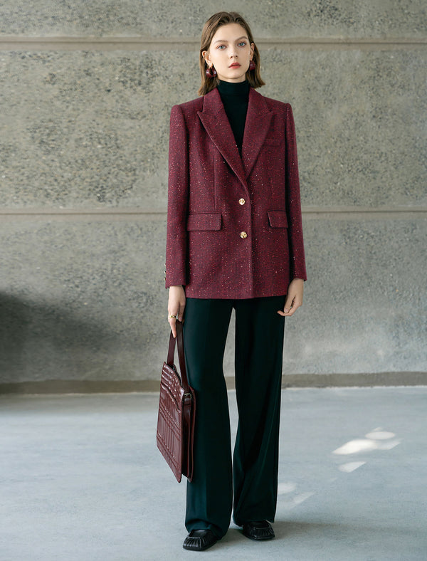 Sparkle Tweed Wool-Blend Blazer