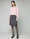 Wool Blend Braided-Trim High-Waist A-Line Skirt