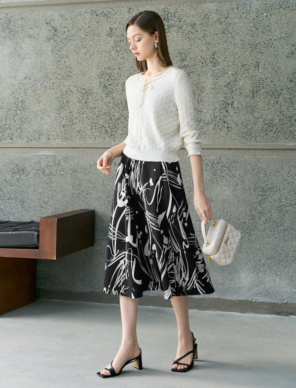 Abstract Print Midi Skirt