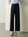 High Waisted Linen Blend Pleated Wide Leg Pants