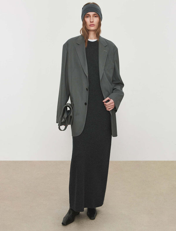 100% Wool Crew Neck Maxi Dress