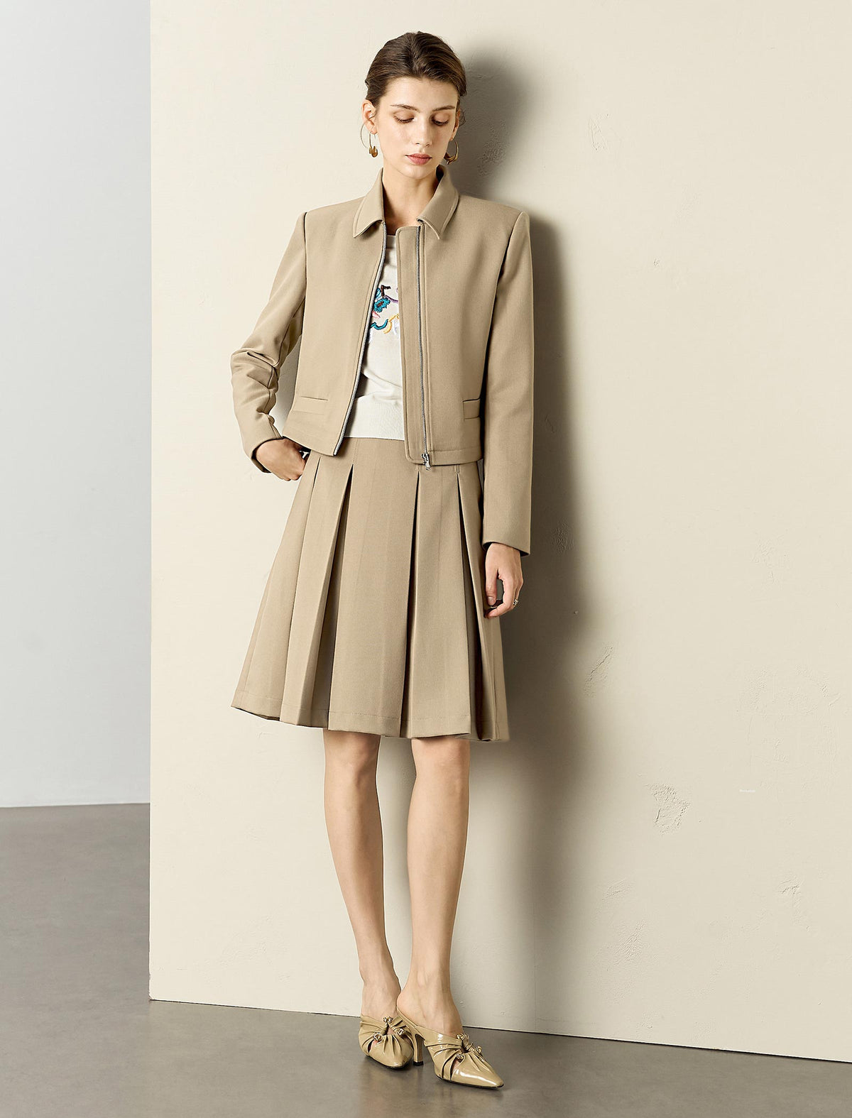 Vintage Slim Fit Camel Short Coat