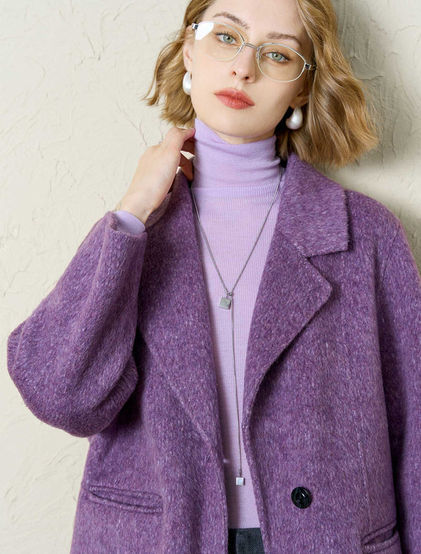 Wool-Alpaca Blend Single Button Long Coat