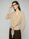 Layered Tie Front Long Sleeve Knit Top