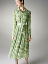 Print Pleated Shirt Dress