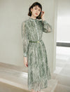 Floral Print Button-Front Belted Fitted Dress